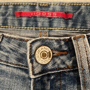 VIGOSS Acid Wash Standard Cut Stretch Jeans with Button Closure Back Pockets